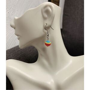 Colorful Beaded Ball Earrings